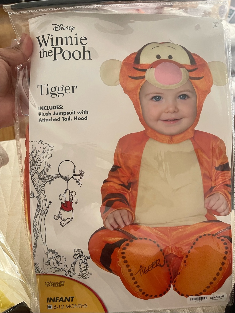 Spirit Halloween Baby Tigger Costume Winnie the Pooh Size 6-12 Months